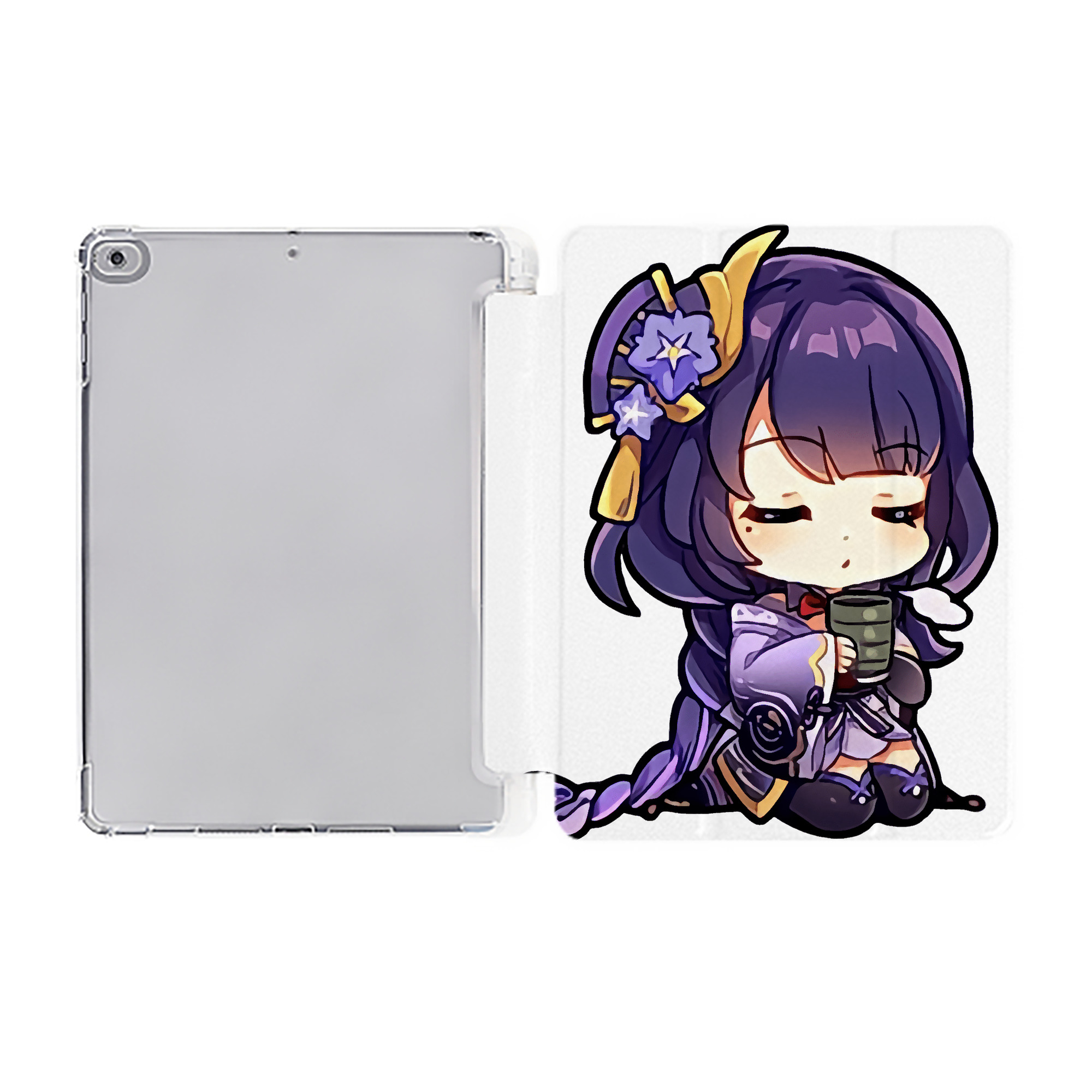 げんし神 雷電将軍 らいでんしょうぐん genshin Raiden Shogun IPad ケース ペン収納付き 三つ折りスタンド PUレザー×シリコン 対応機種9.5/10.5/10.9インチ